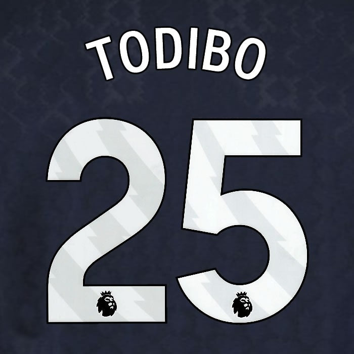 2025 2026 WEST HAM TODIBO 25 OFFICIAL WHITE 3RD PLAYER SIZE NAMESET