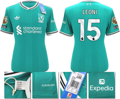 BNWT 2025 2026 LIVERPOOL ADIDAS 3RD SHIRT LEONI 15 + PATCHES MEN'S