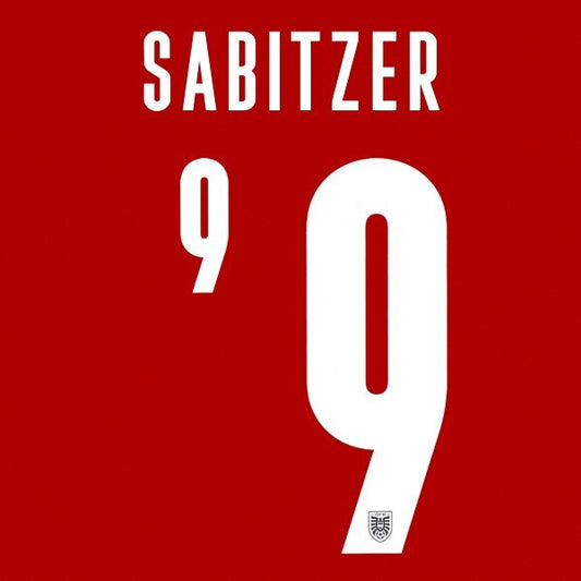 AUSTRIA 2020 2021 OFFICIAL SABITZER 9 HOME PLAYER SIZE NAMESET