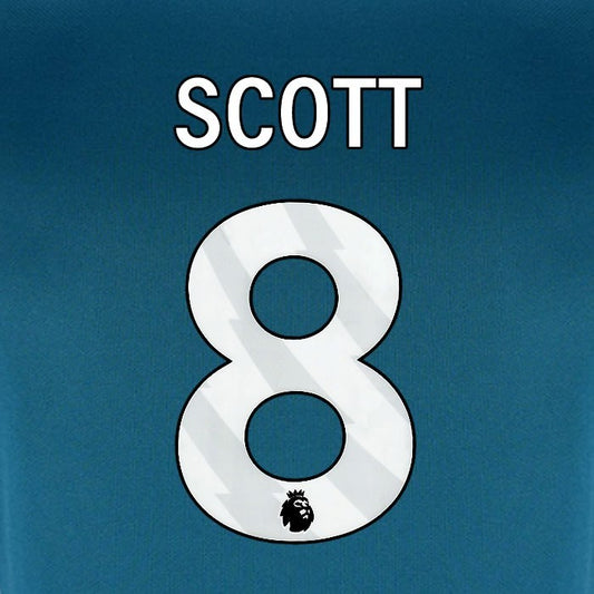 2024 2025 BOURNEMOUTH SCOTT 8 WHITE 3RD PLAYER SIZE NAME SET