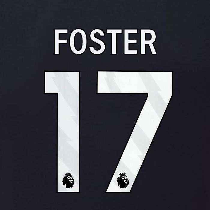 2023 2024 BURNLEY FOSTER 17 OFFICIAL WHITE 3RD PLAYER SIZE NAMESET