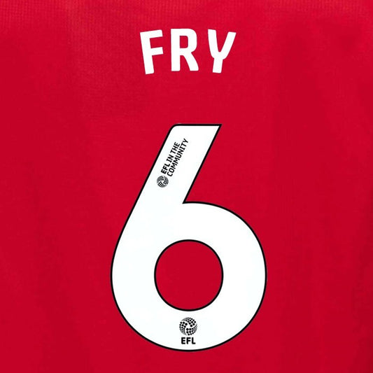 25 26 MIDDLESBROUGH FRY 6 OFFICIAL WHITE HOME PLAYER SIZE NAME SET 230MM