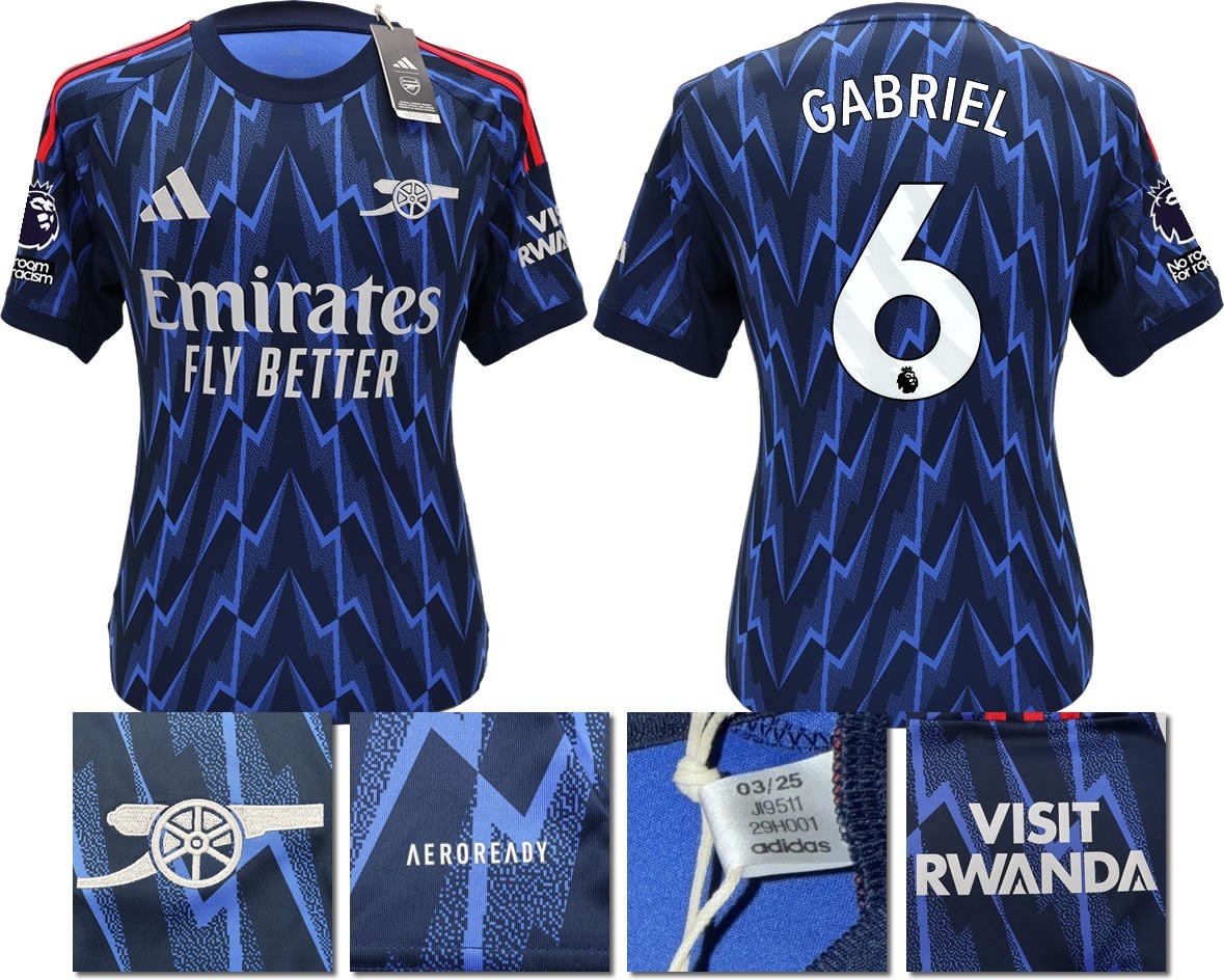 BNWT 2025 2026 ARSENAL F.C ADIDAS AWAY SHIRT GABRIEL 6  + PATCHES