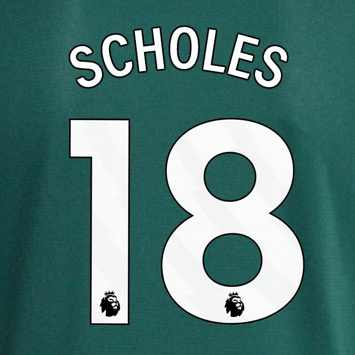 MAN UTD 23 - 24 SCHOLES 18 OFFICIAL AVERY DENNISON WHITE PLAYER SIZE NAME SET