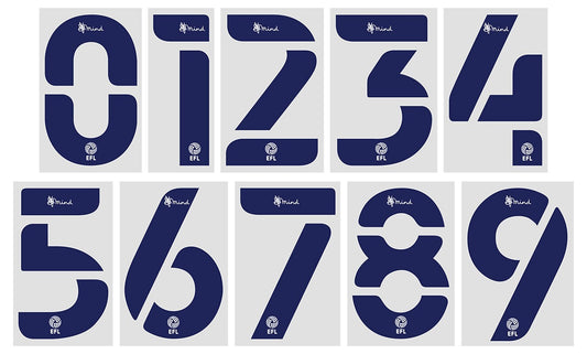 2020 2023 OFFICIAL EFL FOOTBALL LEAGUE BLUE PLAYER SIZE MIND SHIRT NUMBERS