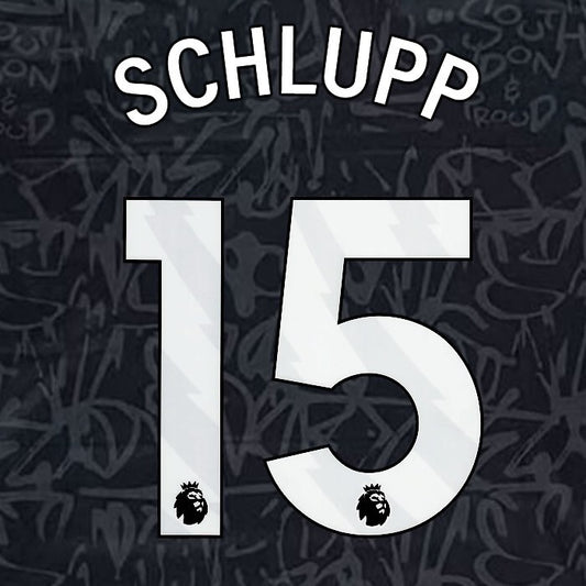 2023 2024 OFFICIAL CRYSTAL PALACE SCHLUPP 15 WHITE 3RD PLAYER SIZE NAMESET