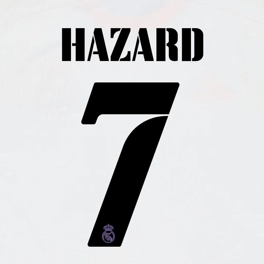 22 23 AVERY DENNISON REAL MADRID HAZARD 7  HOME BLACK PLAYER SIZE NAMESET