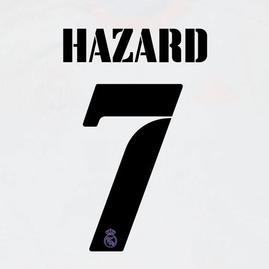22 23 AVERY DENNISON REAL MADRID HAZARD 7  HOME BLACK PLAYER SIZE NAMESET