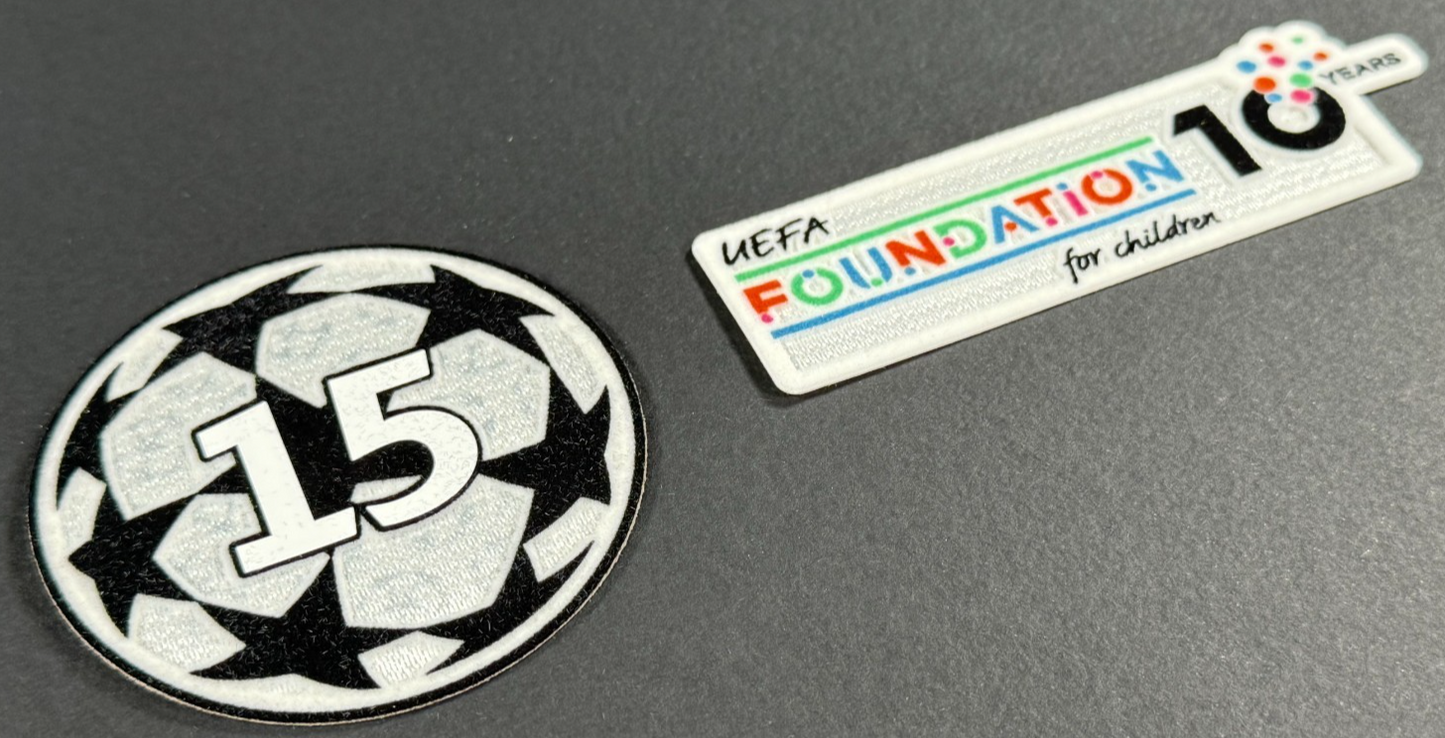 25 / 26 REAL MADRID 15 X  SLEEVE PATCH + 10 YEARS UEFA FOUNDATION PATCH OFFICIAL