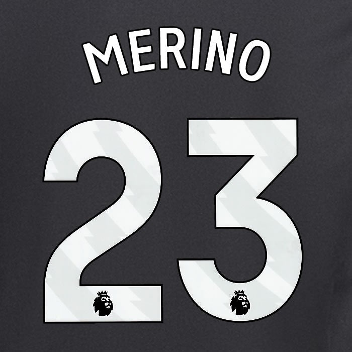 2024 2025 ARSENAL MERINO 23 WHITE AWAY OFFICIAL PLAYER SIZE NAMESET
