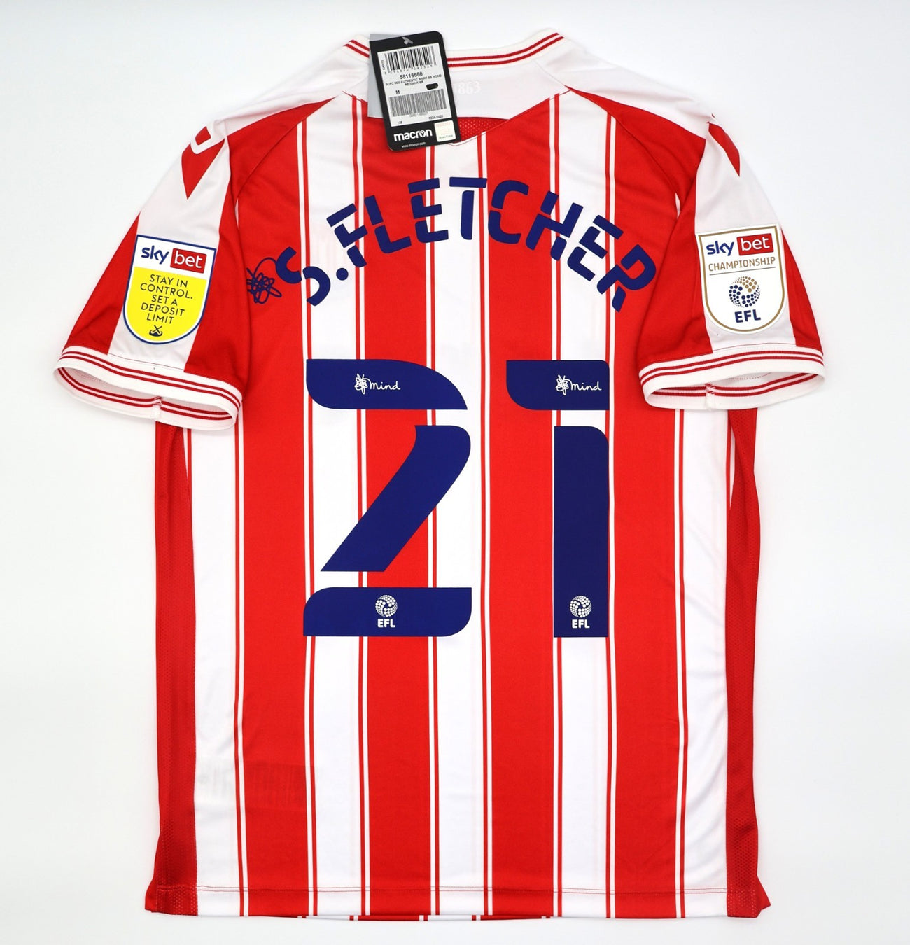BNWT 2020 2021 STOKE CITY MACRON HOME SHIRT S. FLETCHER 21 MEN'S MEDIUM