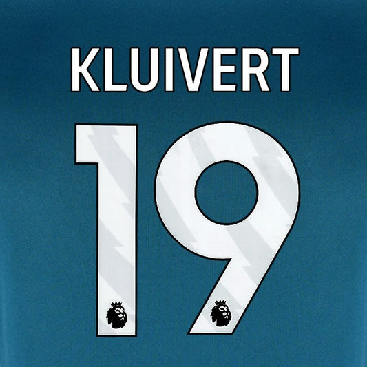 2024 2025 BOURNEMOUTH KLUIVERT 19 WHITE 3RD PLAYER SIZE NAME SET