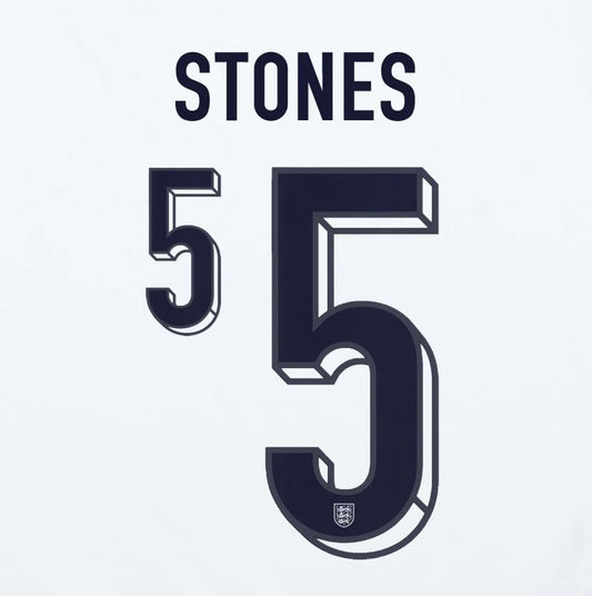 2024 2025 OFFICIAL ENGLAND STONES 5 HOME PLAYER SIZE NAME SET