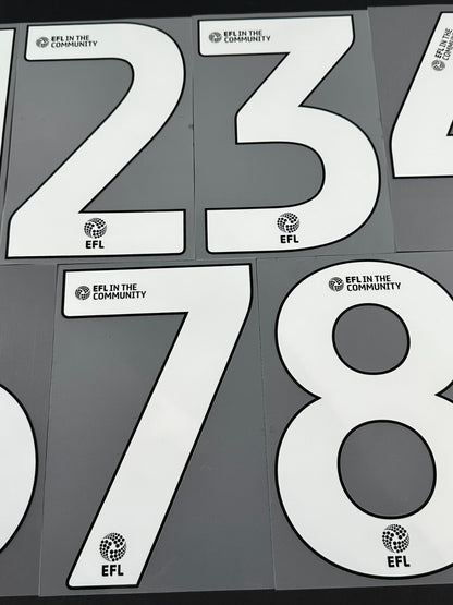 2024 2025 OFFICIAL EFL FOOTBALL LEAGUE WHITE PLAYER SIZE SHIRT NUMBERS