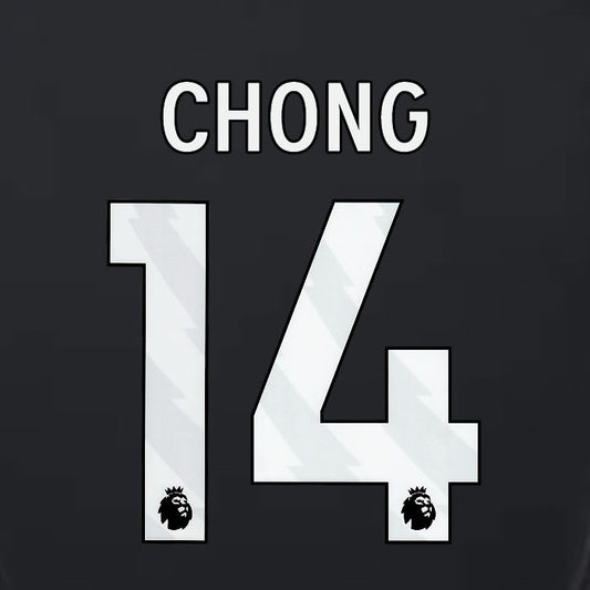 2023 2024 LUTON TOWN OFFICIAL CHONG 14 WHITE 3RD PLAYER SIZE NAMESET