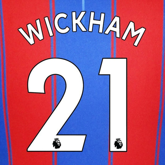 2019 2020 OFFICIAL CRYSTAL PALACE WICKHAM 21 WHITE HOME PLAYER SIZE NAMESET