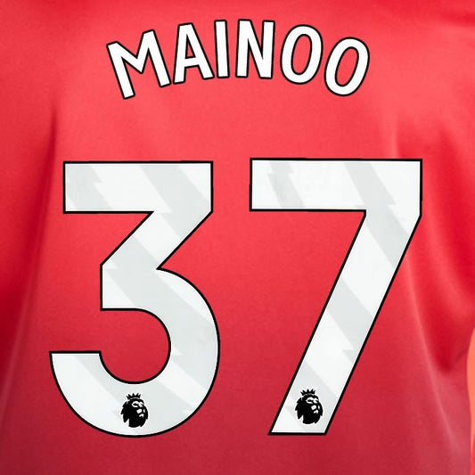 2024 2025 MANCHESTER UNITED MAINOO 37 HOME WHITE PLAYER SIZE NAMESET