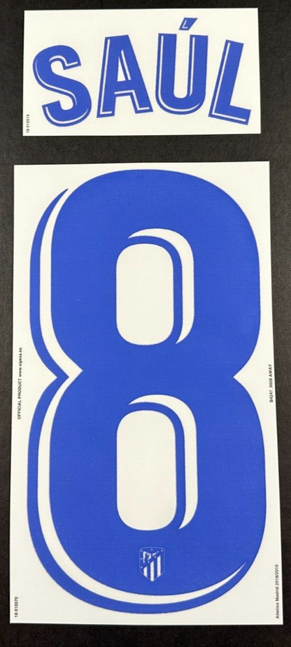 2018 2019 OFFICIAL ATLETICO SAUL 8 AWAY PLAYER SIZE NAMESET