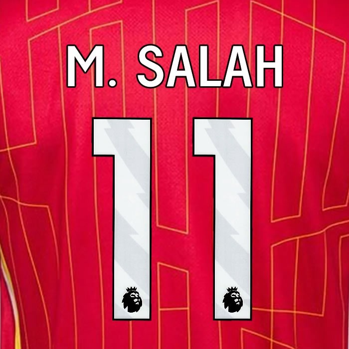 2024 2025 OFFICIAL LIVERPOOL FC M. SALAH 11 WHITE HOME PLAYER SIZE NAMESET