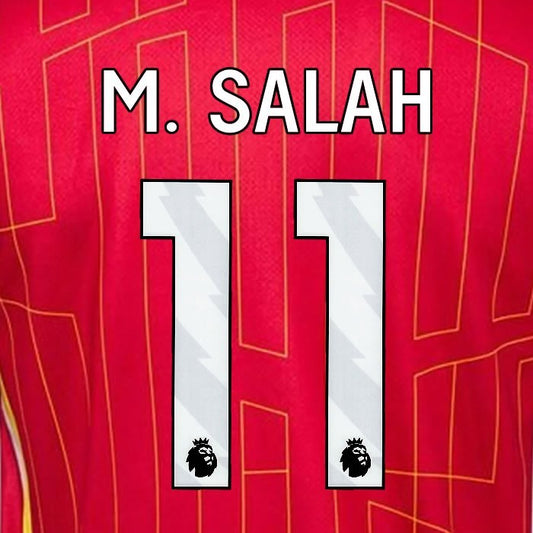 2024 2025 OFFICIAL LIVERPOOL FC M. SALAH 11 WHITE HOME PLAYER SIZE NAMESET