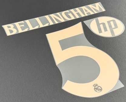 24/25 REAL MADRID BELLINGHAM 5 + HP PATCH OFFICIAL THIRD PLAYER SIZE NAME SET