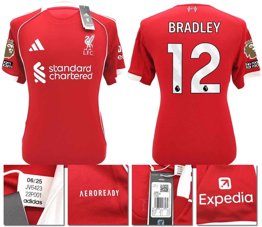 BNWT 2025 2026 LIVERPOOL ADIDAS HOME SHIRT BRADLEY 12 MEN'S