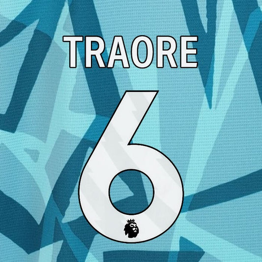 2023 2024 WOLVES 3RD TRAORE 6 OFFICIAL WHITE PLAYER SIZE NAMESET