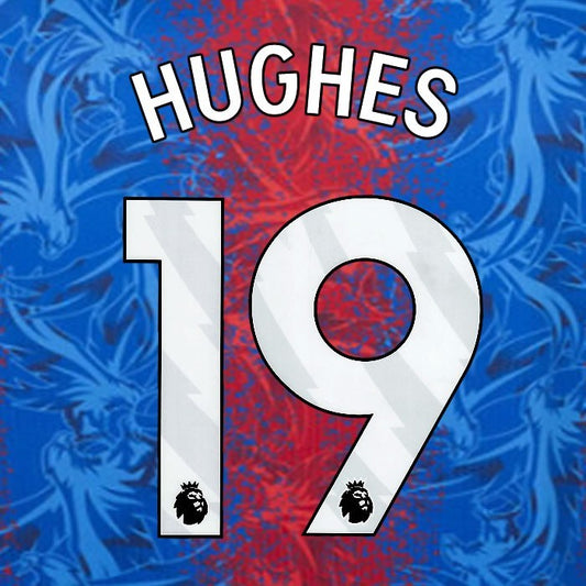 2024 2025 OFFICIAL CRYSTAL PALACE HUGHES 19 WHITE HOME PLAYER SIZE NAMESET
