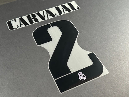 2022 2023 AVERY DENNISON REAL MADRID CARVAJAL 2 HOME BLACK PLAYER SIZE NAMESET