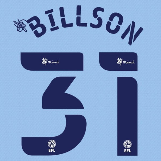 COVENTRY 2020 2021 OFFICIAL BILLSON 31 HOME PLAYER SIZE NAME SET