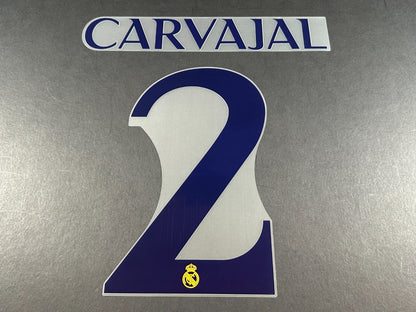 2023 2024 AVERY DENNISON REAL MADRID CARVAJAL 2 HOME PLAYER SIZE NAMESET