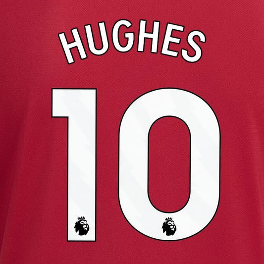 2023 2024 MANCHESTER UNITED HUGHES 10 HOME WHITE PLAYER SIZE NAMESET