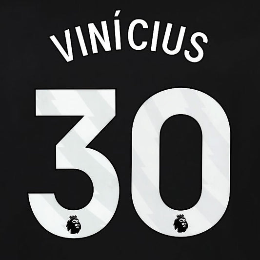 2023 2024 OFFICIAL FULHAM AVERY DENNISON VINICIUS 30 3RD PLAYER SIZE NAMESET