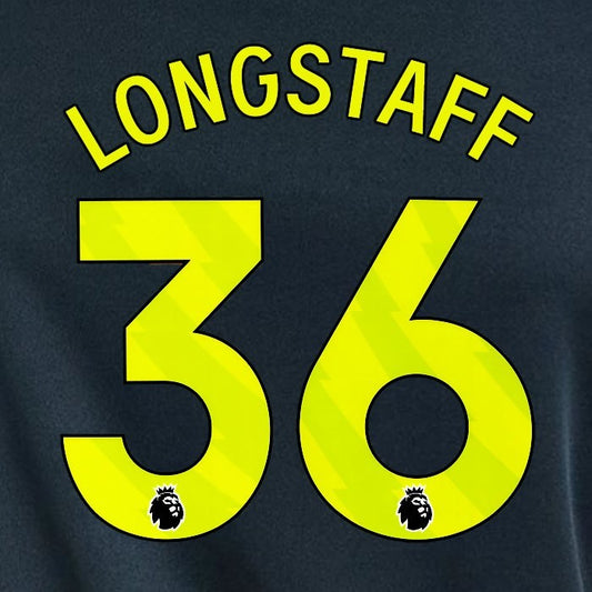 2023 2024 NEWCASTLE LONGSTAFF 36 OFFICIAL YELLOW 3rd PLAYER SIZE NAME SET