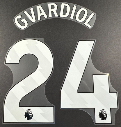 MAN CITY 2023/25 GVARDIOL 24 OFFICIAL AVERY DENNISON WHITE PLAYER SIZE NAME SET