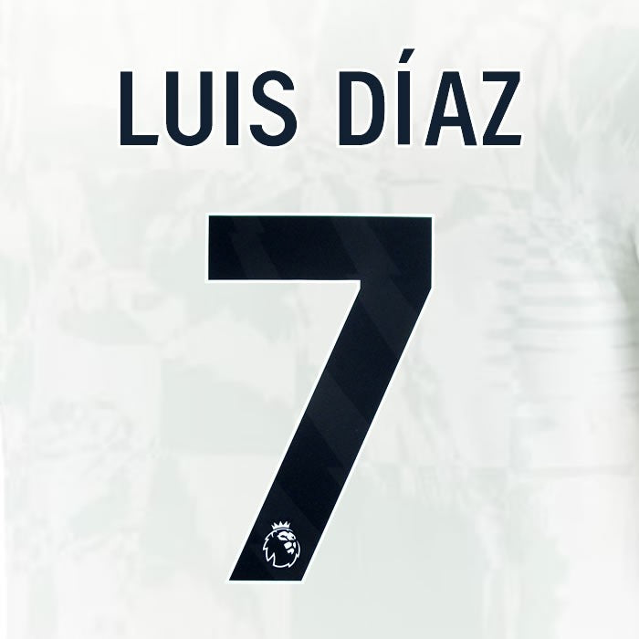 2024 2025 OFFICIAL LIVERPOOL LUIS DIAZ 7 BLACK 3RD PLAYER SIZE NAMESET