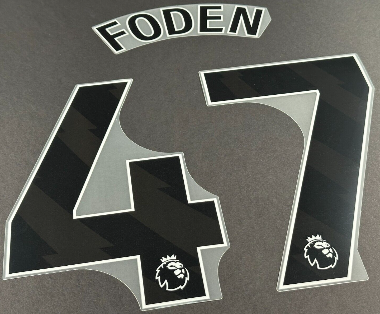 MAN CITY 2023 - 2024 FODEN 47 OFFICIAL AVERY DENNISON BLACK PLAYER SIZE NAME SET