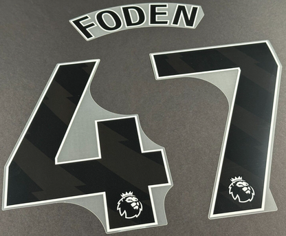 MAN CITY 2023 - 2024 FODEN 47 OFFICIAL AVERY DENNISON BLACK PLAYER SIZE NAME SET