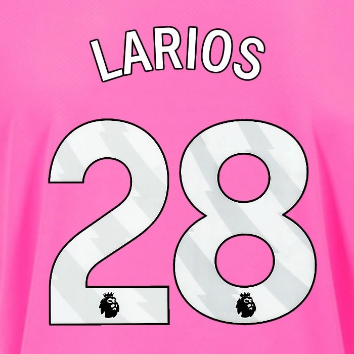 2024 2025 OFFICIAL SOUTHAMPTON LARIOS 28 WHITE 3RD PLAYER SIZE NAME SET