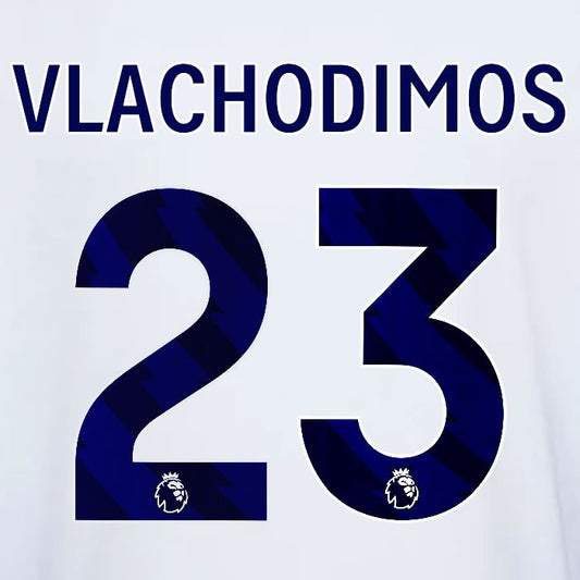 2023 2024 OFFICIAL NOTTINGHAM VLACHODIMOS 23 BLUE AWAY PLAYER SIZE NAMESET
