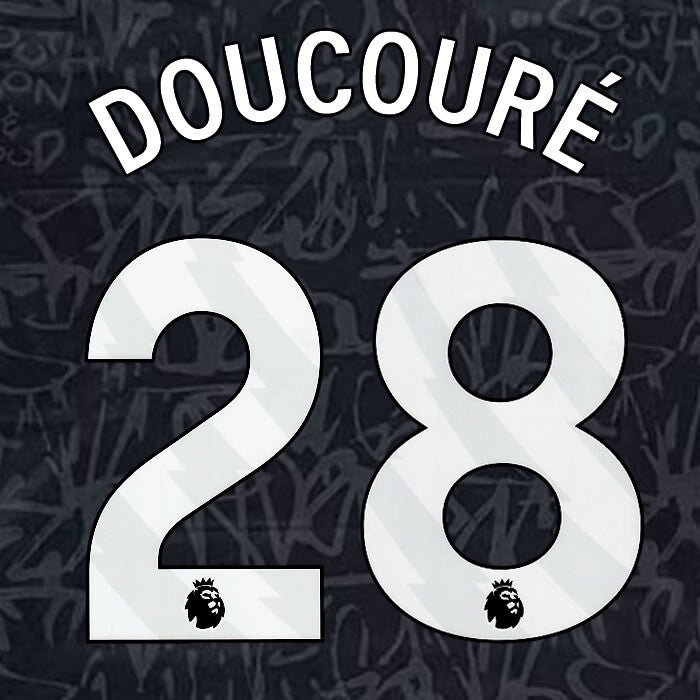 2023 2024 OFFICIAL CRYSTAL PALACE DOUCOURE 28 WHITE 3RD PLAYER SIZE NAMESET