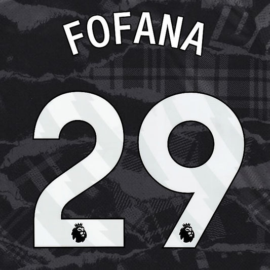 2024 2025 OFFICIAL CHELSEA FOFANA 29 WHITE 3RD PLAYER SIZE NAMESET