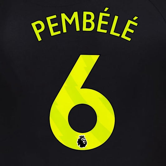 2025 2026 OFFICIAL SUNDERLAND PEMBELE 6 YELLOW 3RD PLAYER SIZE NAME SET