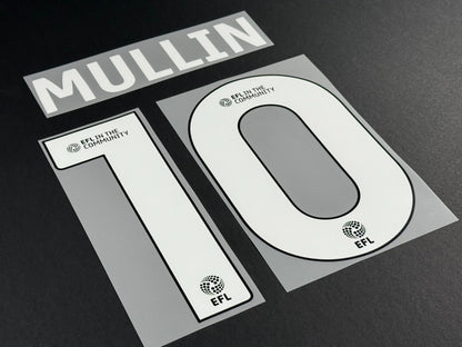 24 / 25 WREXHAM A.F.C.  MULLIN 10 OFFICIAL WHITE HOME PLAYER SIZE NAME SET