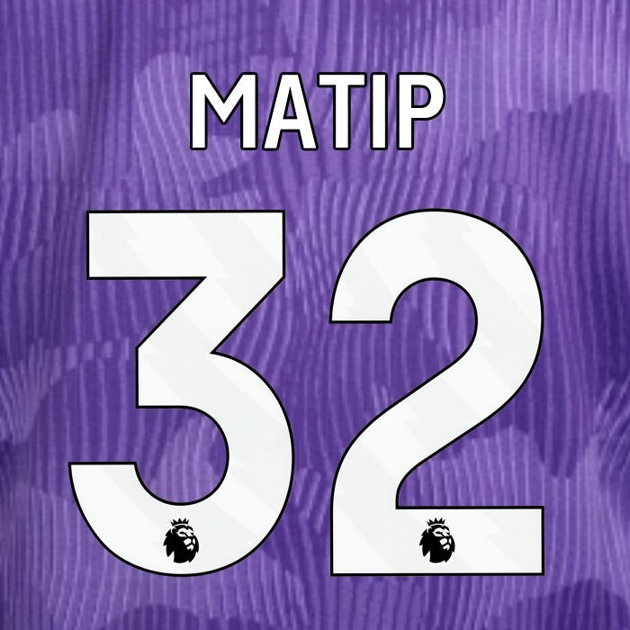 2023 2024 OFFICIAL LIVERPOOL MATIP 32 WHITE 3RD PLAYER SIZE NAMESET