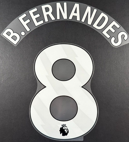 MAN UTD 2025 - 2026 B. FERNANDES 8 OFFICIAL AVERY DENNISON WHITE PLAYER SIZE SET