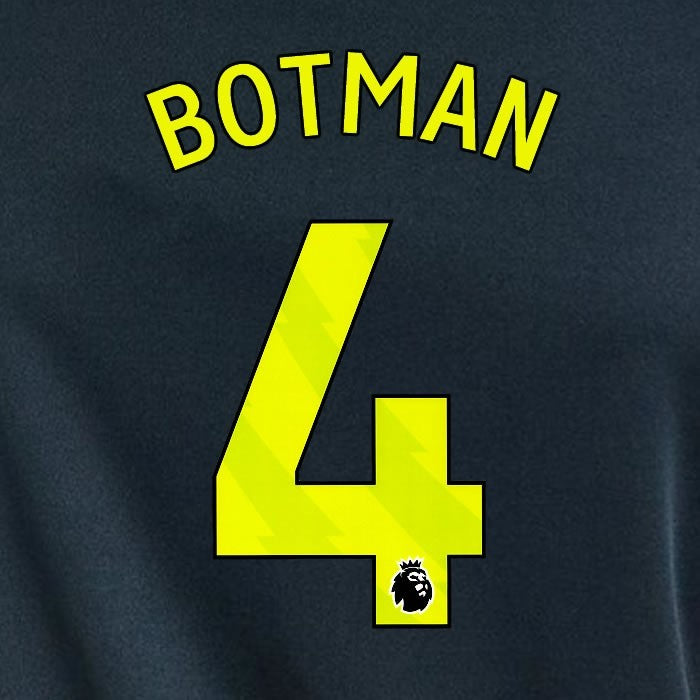 2023 2024 NEWCASTLE BOTMAN 4 OFFICIAL YELLOW 3rd PLAYER SIZE NAME SET
