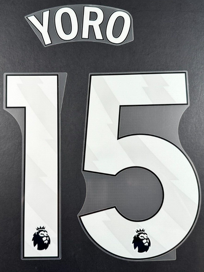 MAN UTD 2024 - 2025 YORO 15 OFFICIAL AVERY DENNISON WHITE PLAYER SIZE NAME SET