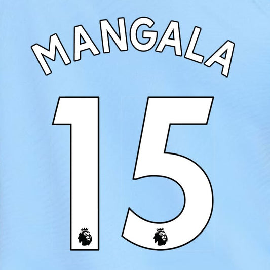 MAN CITY 2019-23 MANGALA 15 OFFICIAL AVERY DENNISON WHITE PLAYER SIZE NAME SET