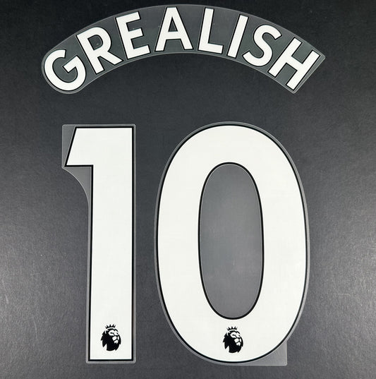 MAN CITY 2019 2023 GREALISH 10 OFFICIAL AVERY DENNISON WHITE PLAYER SIZE NAMESET